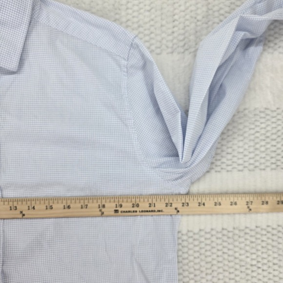 Banana Republic Mens Large Blue White Stripe Button Up Shirt Tailored Slim Fit - Picture 6 of 9